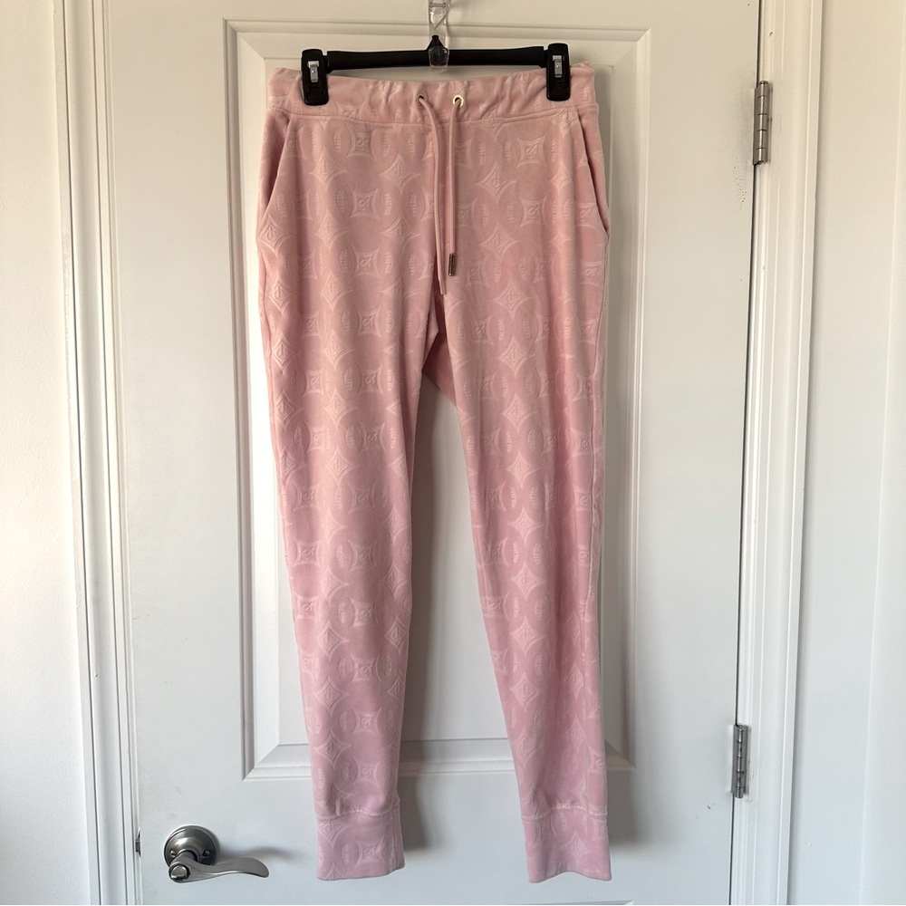 Embossed Velour Jogger Pants In Whisper Pink